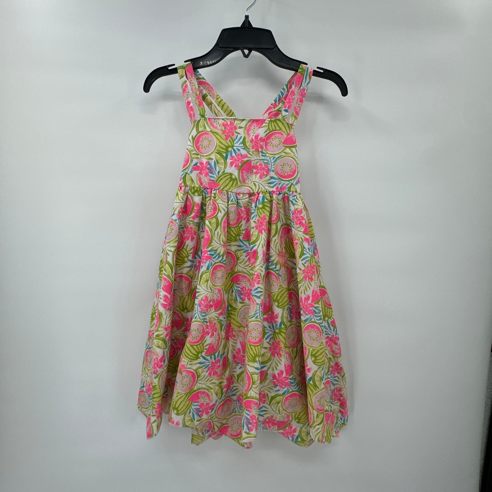 Tommy Bahama Girls Watermelon‎ Print Dress Pink Green Smocked Sundress Size 7